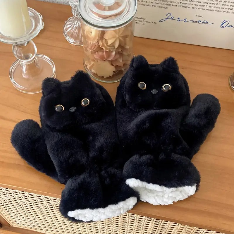 Midnight Purrfection Plush Cat Gloves