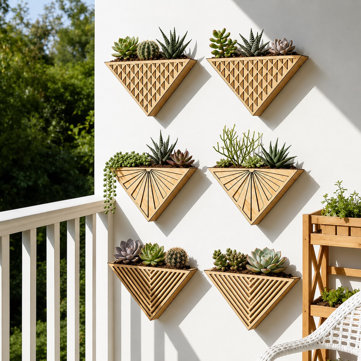 Marrakesh – Geometric Wooden Wall Planters