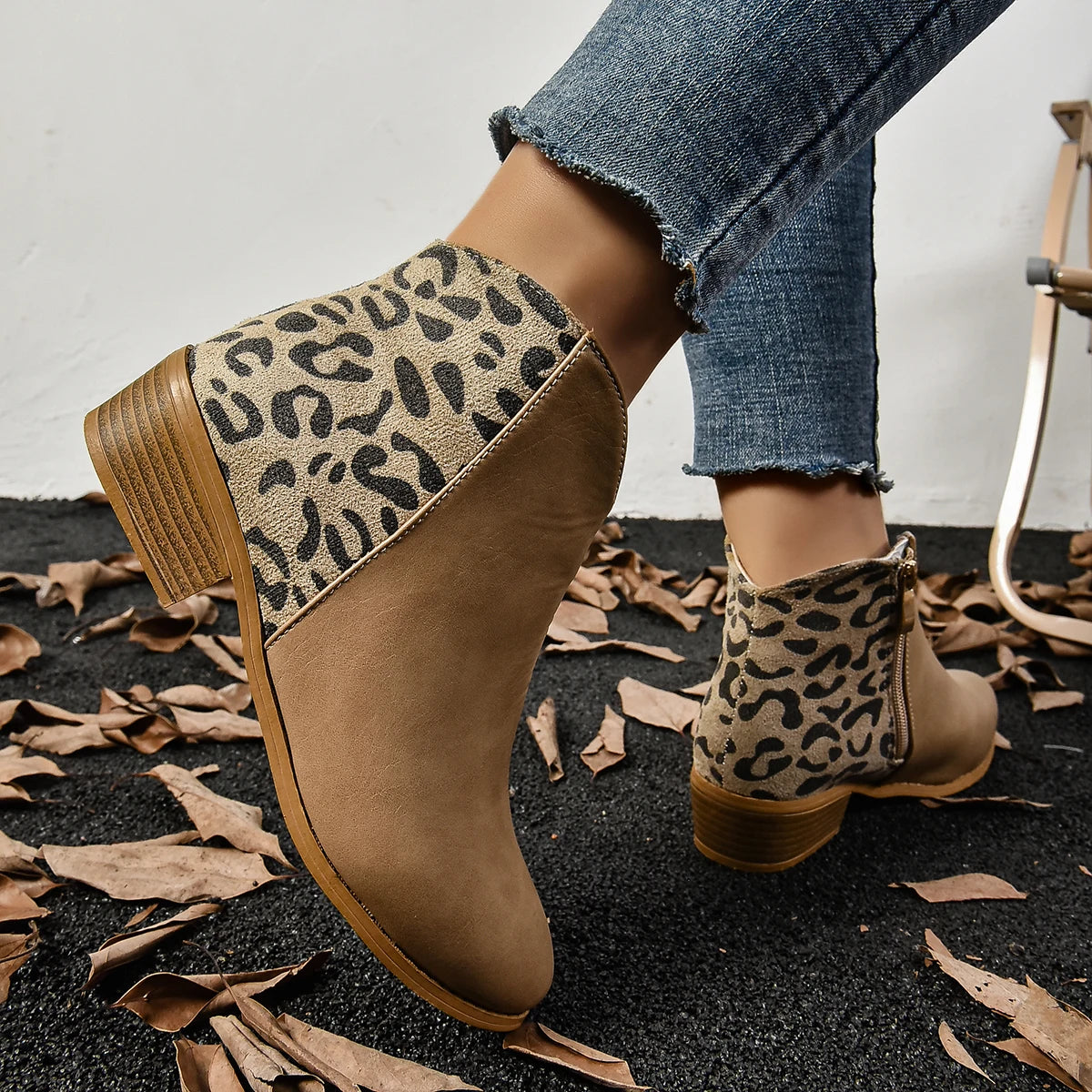 Leopard Touch Ankle Boots