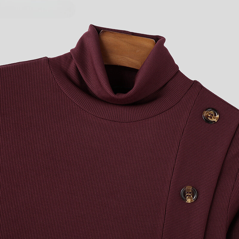 Men's Long Sleeve Sweater with Side Button Detail