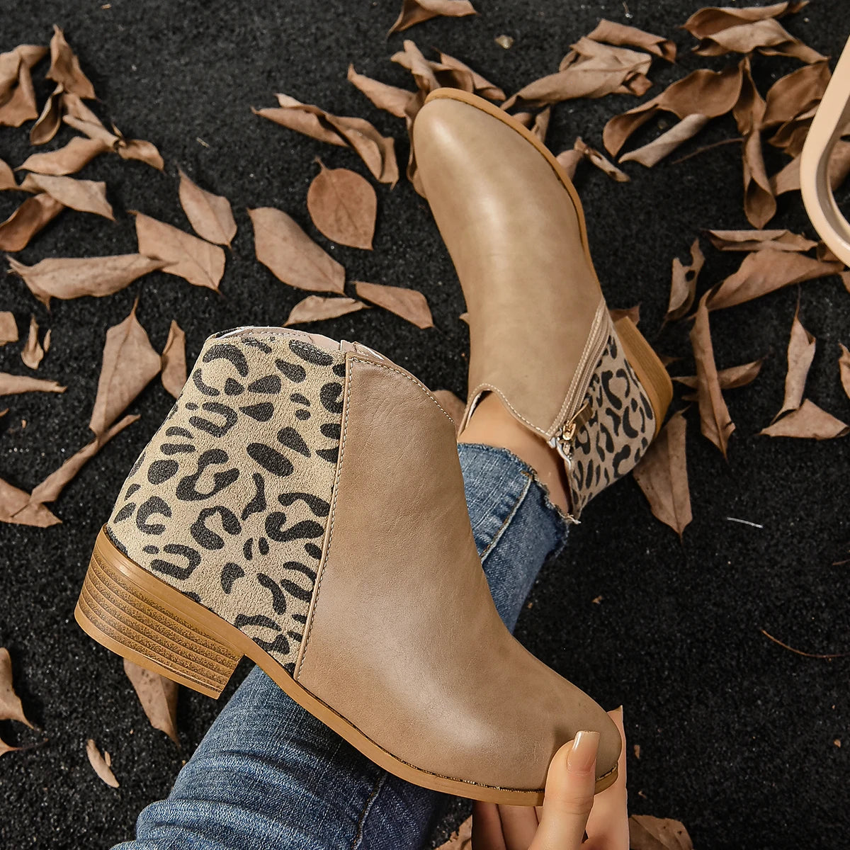 Leopard Touch Ankle Boots