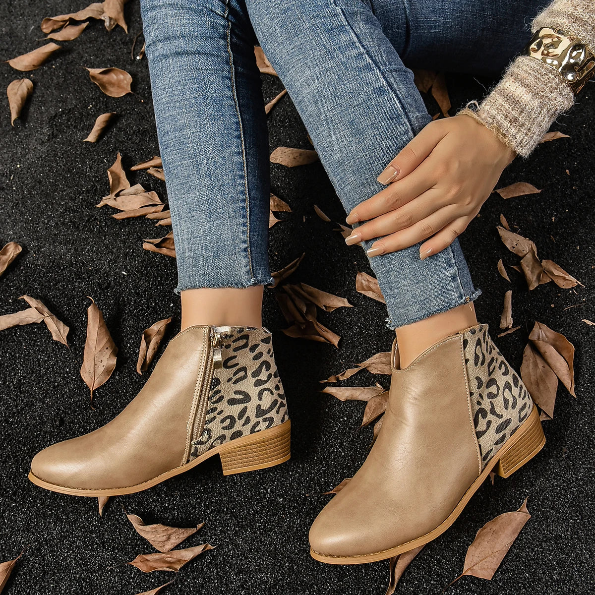 Leopard Touch Ankle Boots