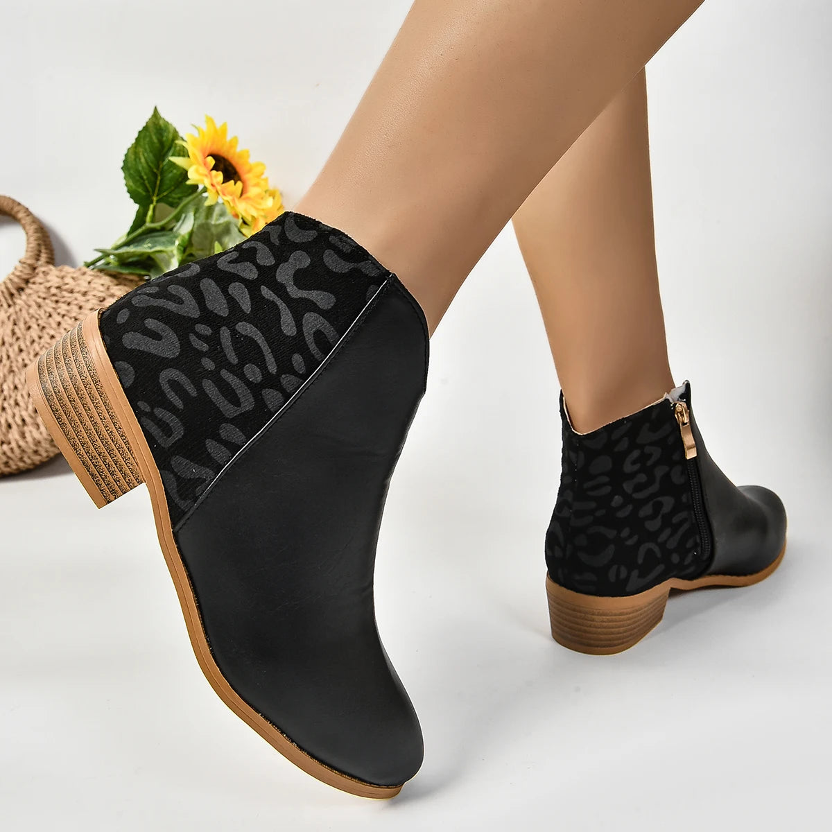 Leopard Touch Ankle Boots