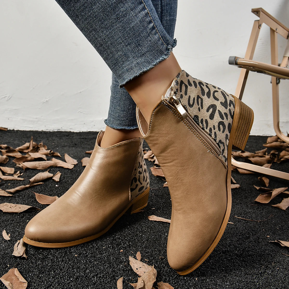 Leopard Touch Ankle Boots