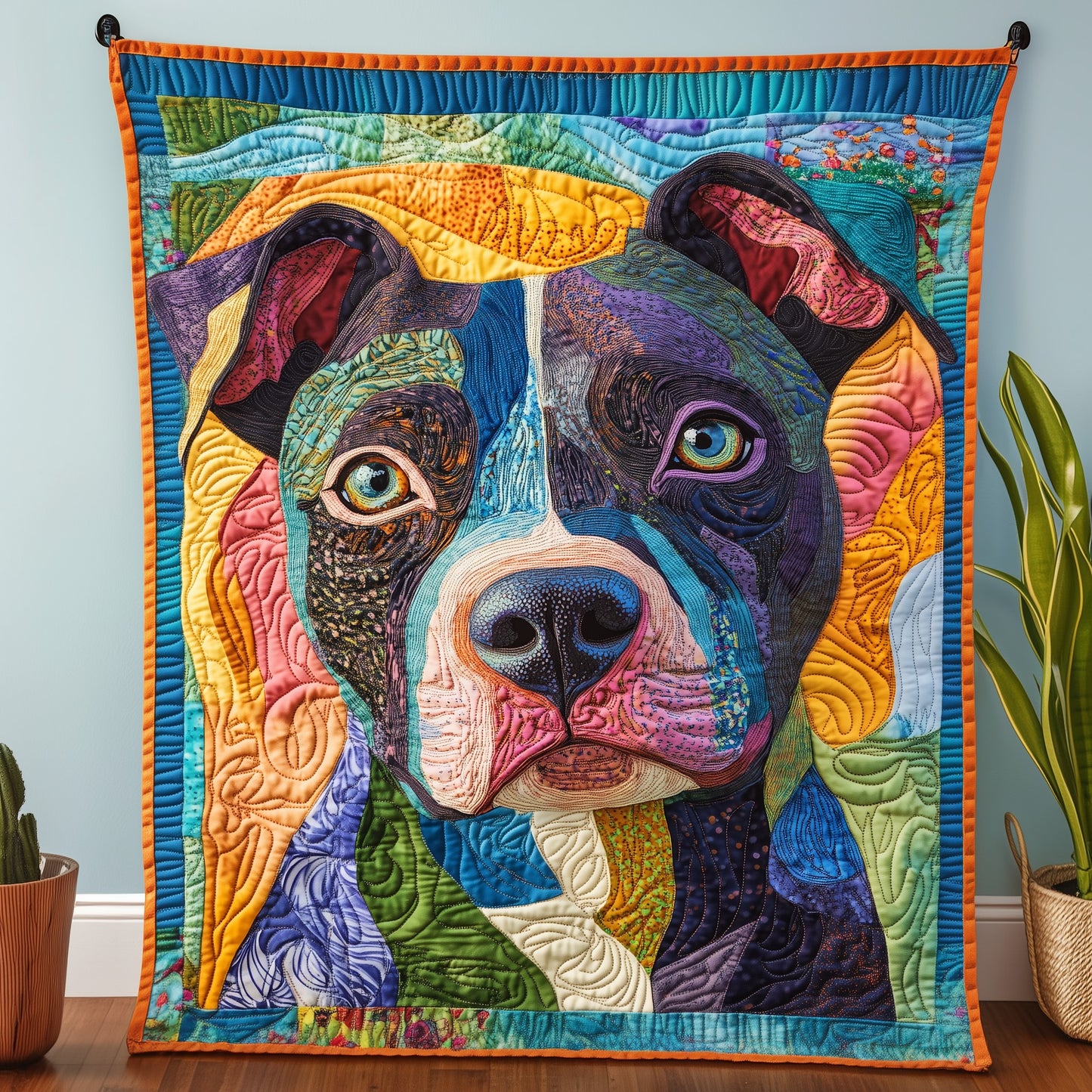 Soft Plush Blanket with Artistic Pitbull Design