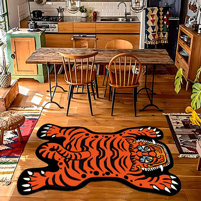 Safari Luxe: Velvety Touch Short Pile Tiger Rug - A Majestic Touch to Living Spaces