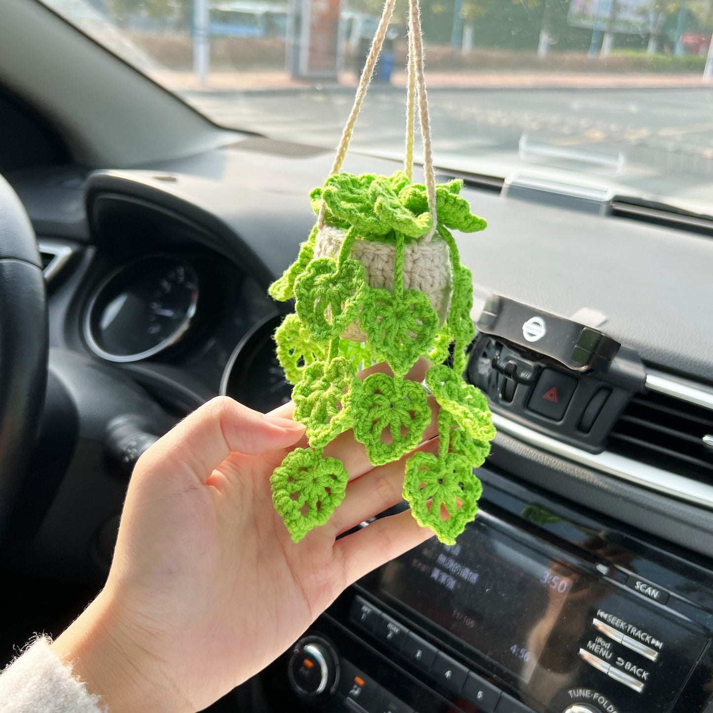 Verdant Voyage: Handcrafted Artisan Crochet Plant Decor for Your Car