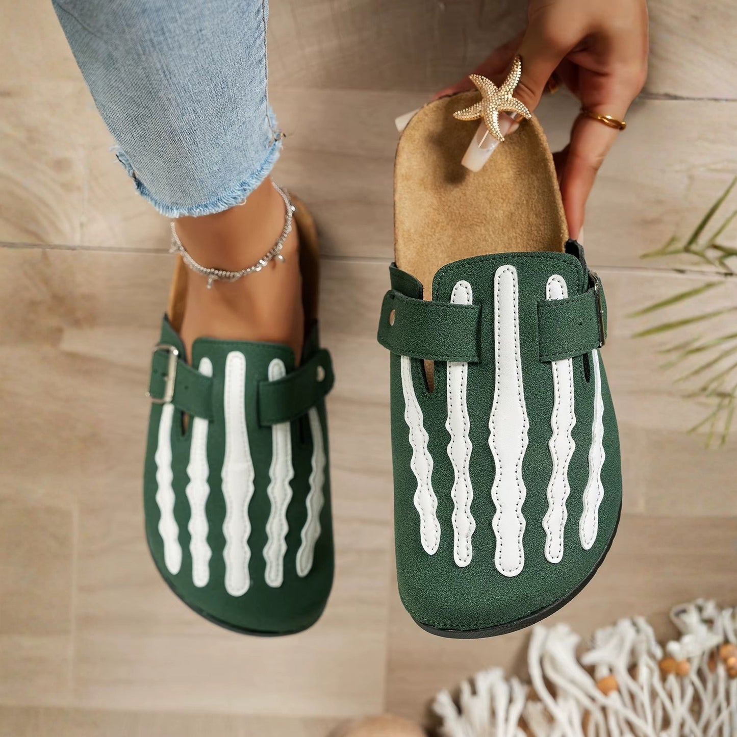 Play Nice… or Don't – Skeleton Stripe Clog Mules