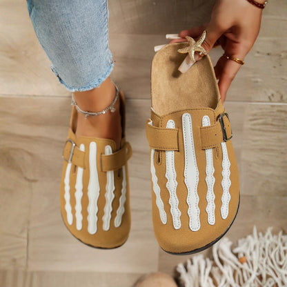 Play Nice… or Don't – Skeleton Stripe Clog Mules