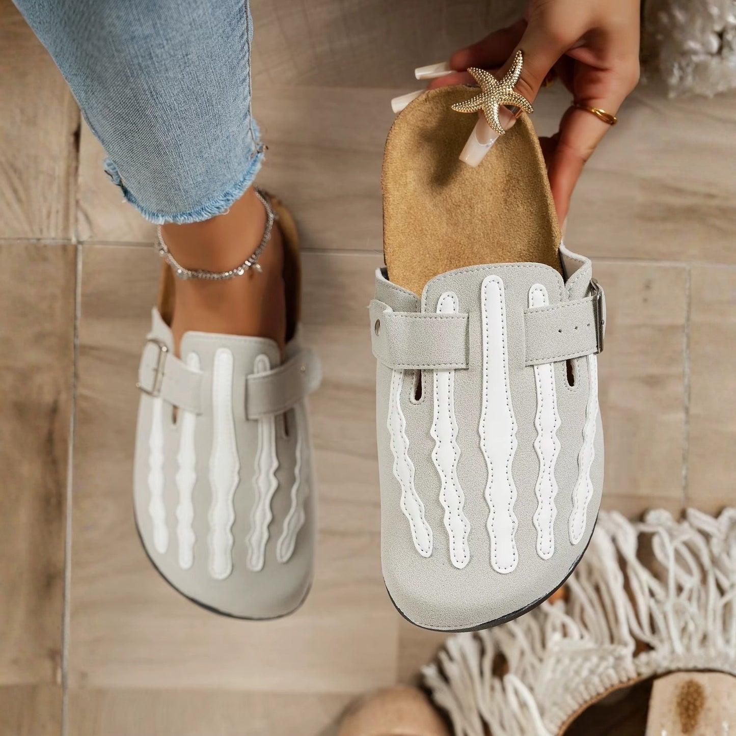 Play Nice… or Don't – Skeleton Stripe Clog Mules