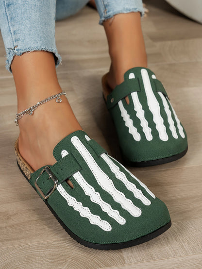 Play Nice… or Don't – Skeleton Stripe Clog Mules