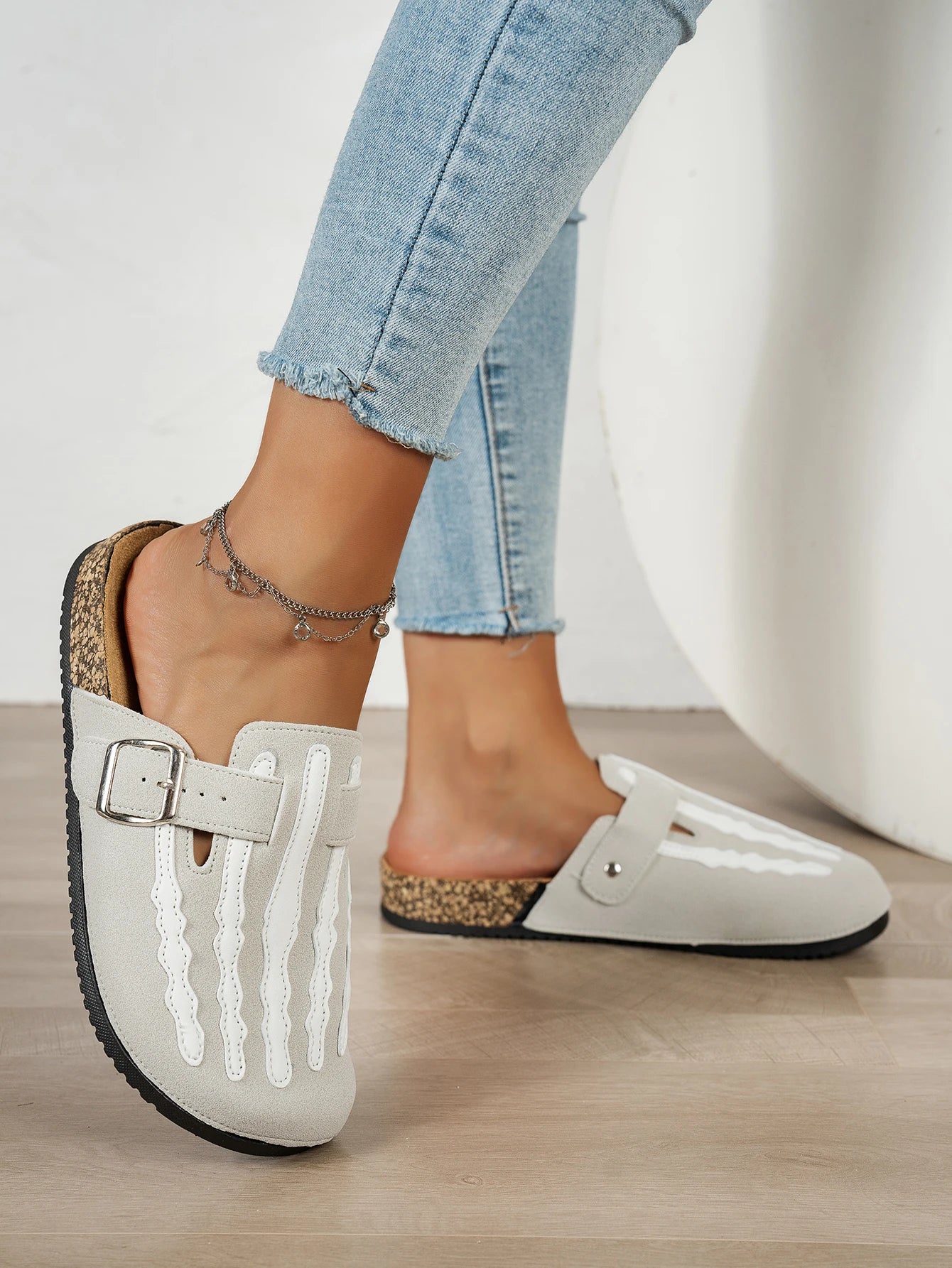 Play Nice… or Don't – Skeleton Stripe Clog Mules