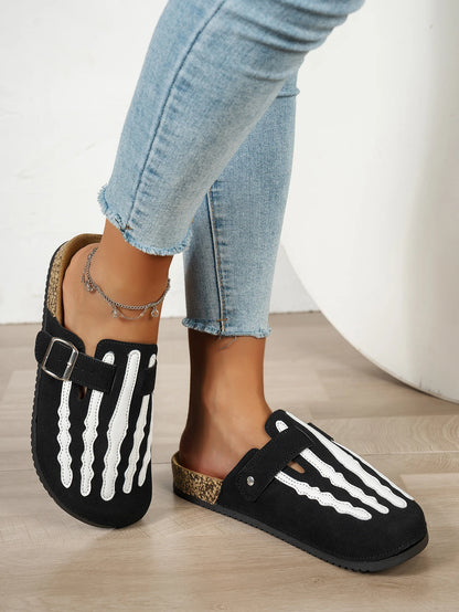 Play Nice… or Don't – Skeleton Stripe Clog Mules