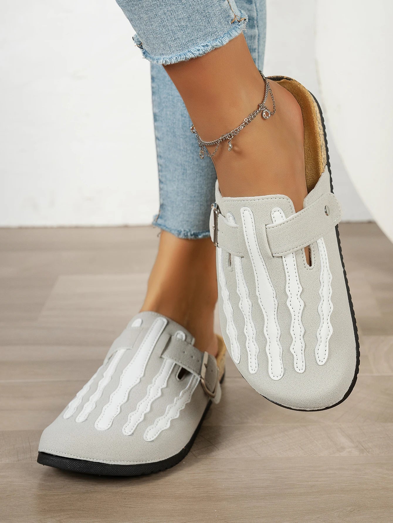 Play Nice… or Don't – Skeleton Stripe Clog Mules