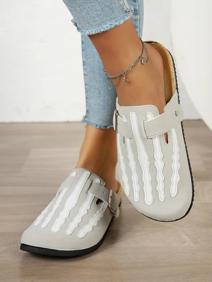 Play Nice… or Don't – Skeleton Stripe Clog Mules