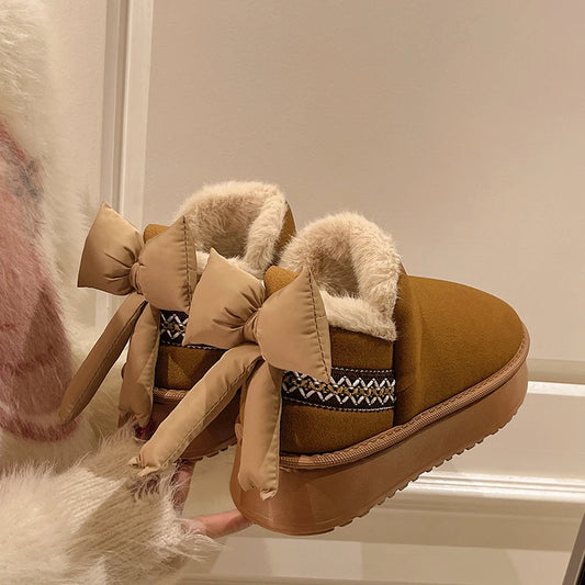 Women's Winter Slip-On Shoes with Bow Accent