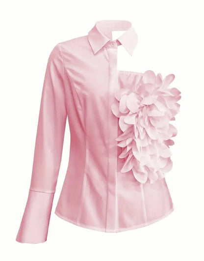 Harper Dale Sculpted Rose Asymmetric Blouse