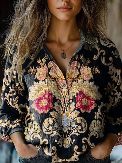 Boho Blossom Button-Up Shirt