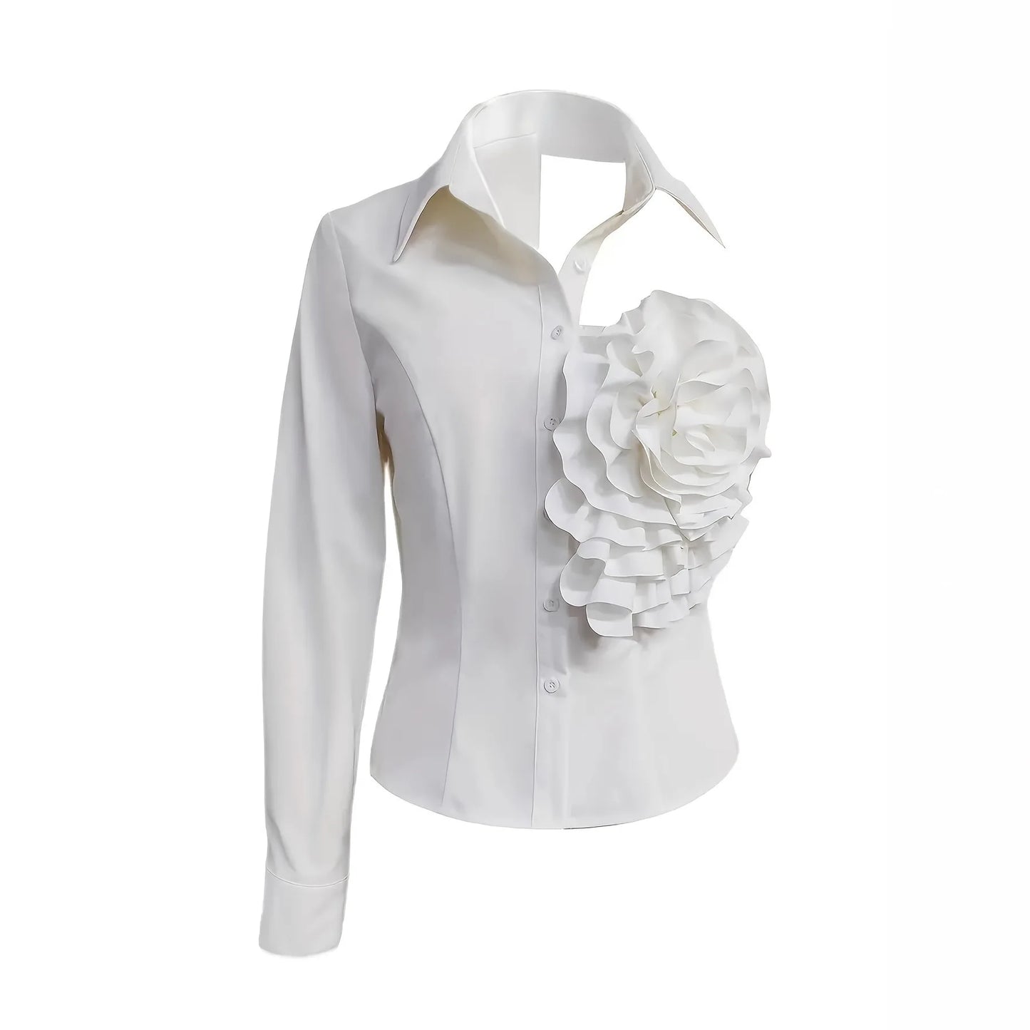 Harper Dale Sculpted Rose Asymmetric Blouse