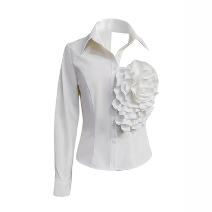 Harper Dale Sculpted Rose Asymmetric Blouse