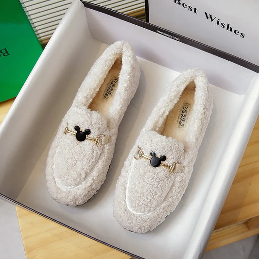 Women's Luxurious Fleece-Lined Buckle Moccasins - Cozy Winter Loafers