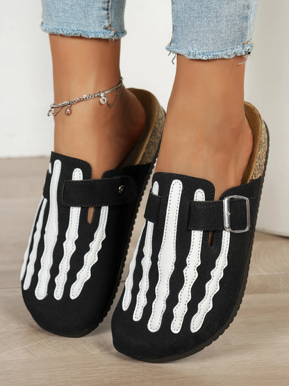 Play Nice… or Don't – Skeleton Stripe Clog Mules