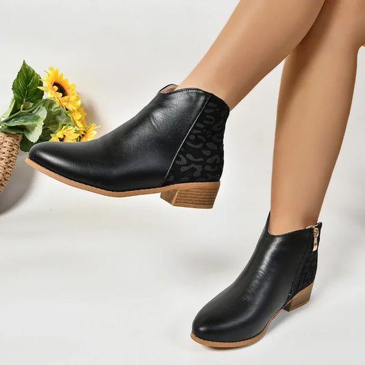 Leopard Touch Ankle Boots