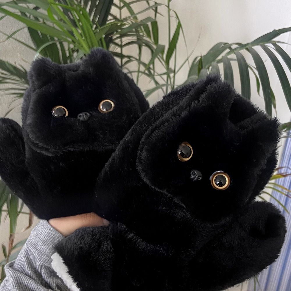 Midnight Purrfection Plush Cat Gloves
