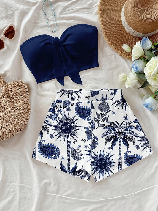 Marea – Coastal Print Two-Piece Shorts Set