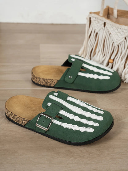 Play Nice… or Don't – Skeleton Stripe Clog Mules