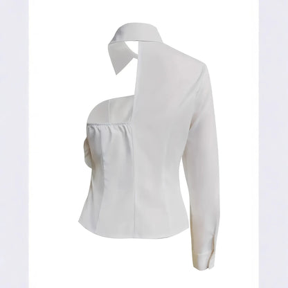 Harper Dale Sculpted Rose Asymmetric Blouse