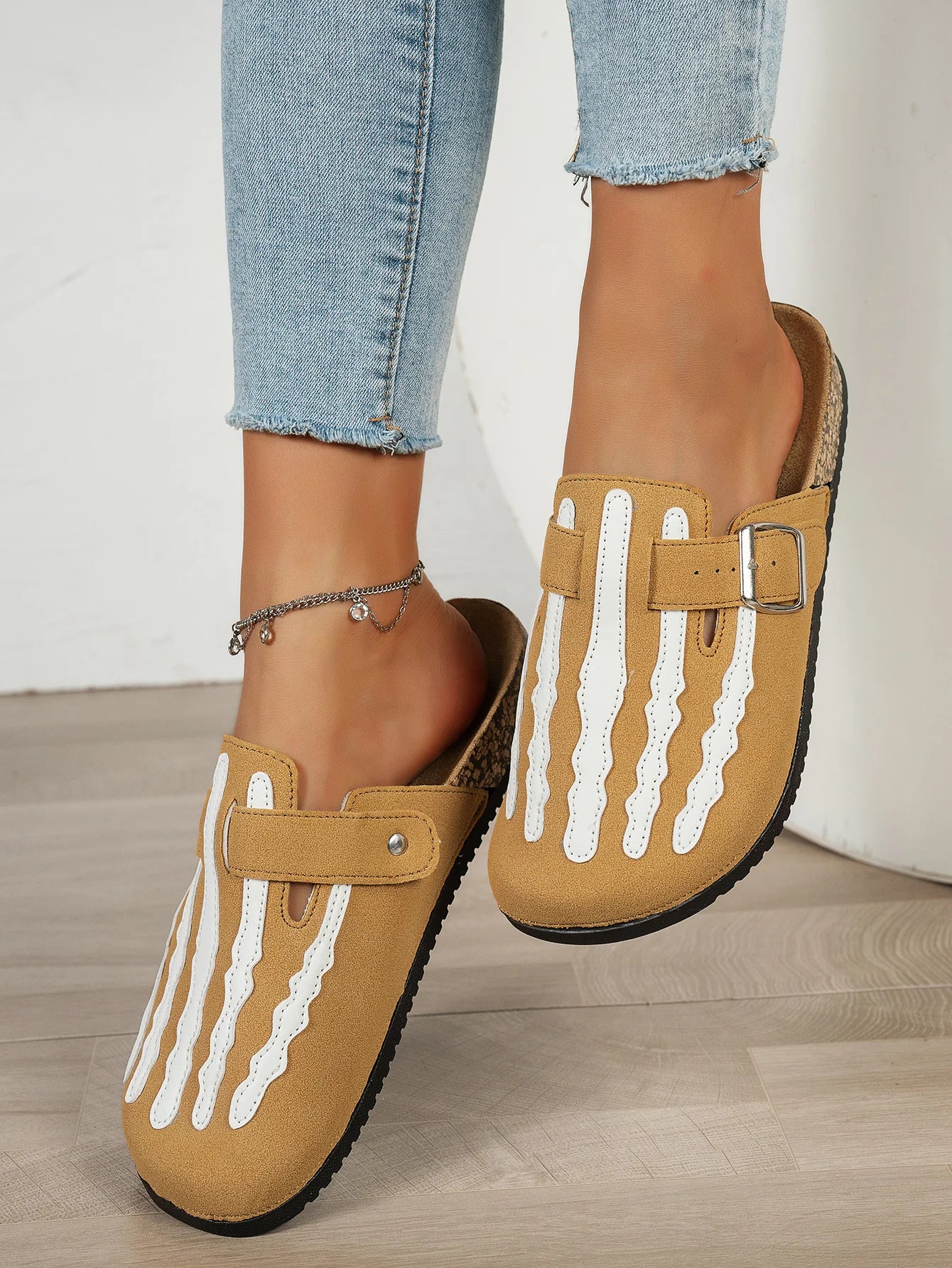 Play Nice… or Don't – Skeleton Stripe Clog Mules