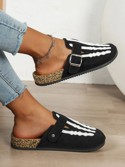 Play Nice… or Don't – Skeleton Stripe Clog Mules