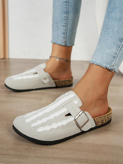 Play Nice… or Don't – Skeleton Stripe Clog Mules
