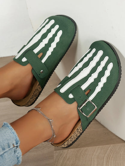 Play Nice… or Don't – Skeleton Stripe Clog Mules