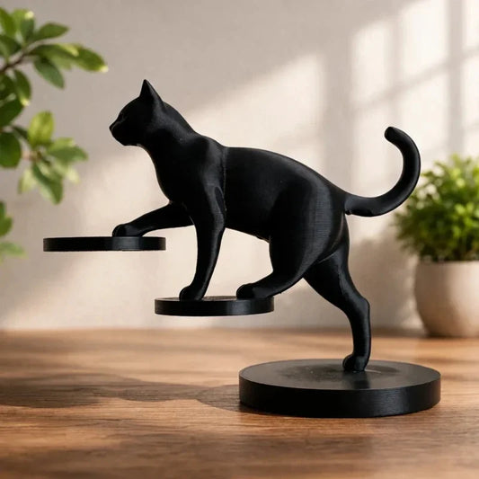 Grace in Motion – Contemporary Balancing Cat Decor