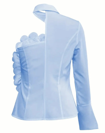 Harper Dale Sculpted Rose Asymmetric Blouse