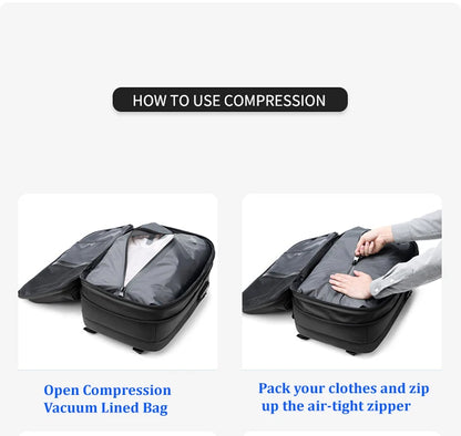 Travel Backpack with Expandable Vacuum Compression & Laptop Compartment