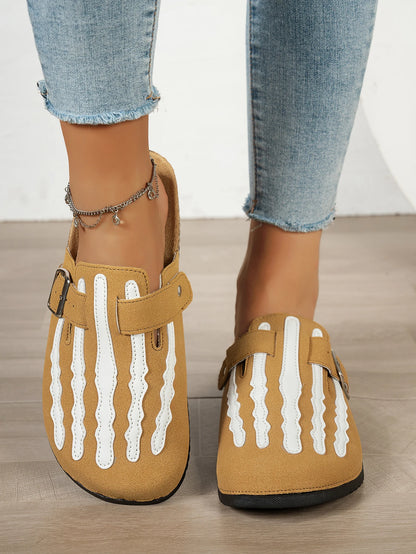 Play Nice… or Don't – Skeleton Stripe Clog Mules