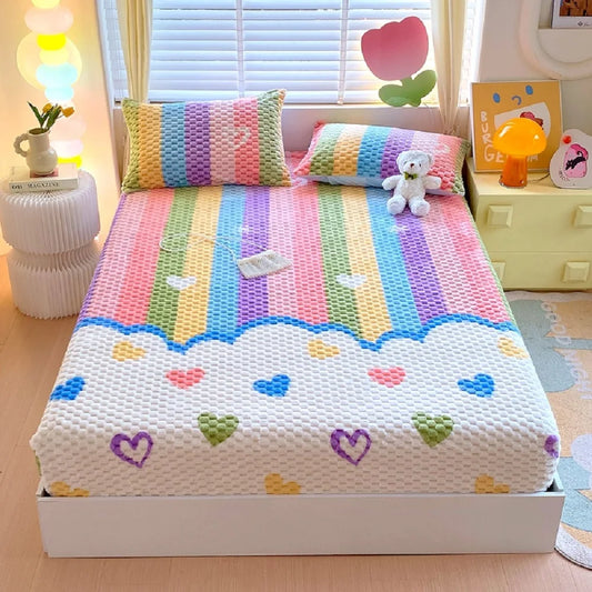 Ultra-Soft Velvety Rainbow Fitted Sheet