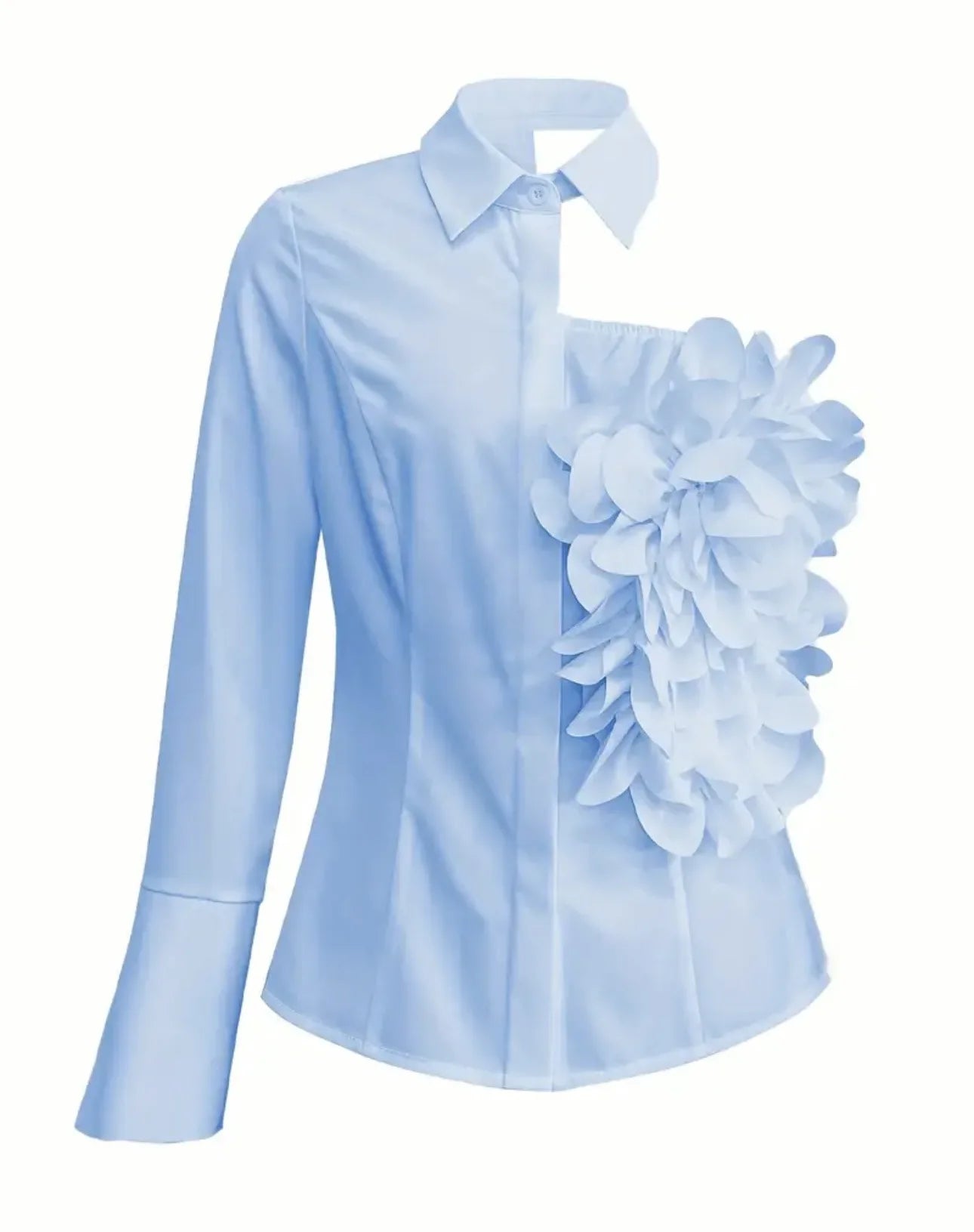 Harper Dale Sculpted Rose Asymmetric Blouse