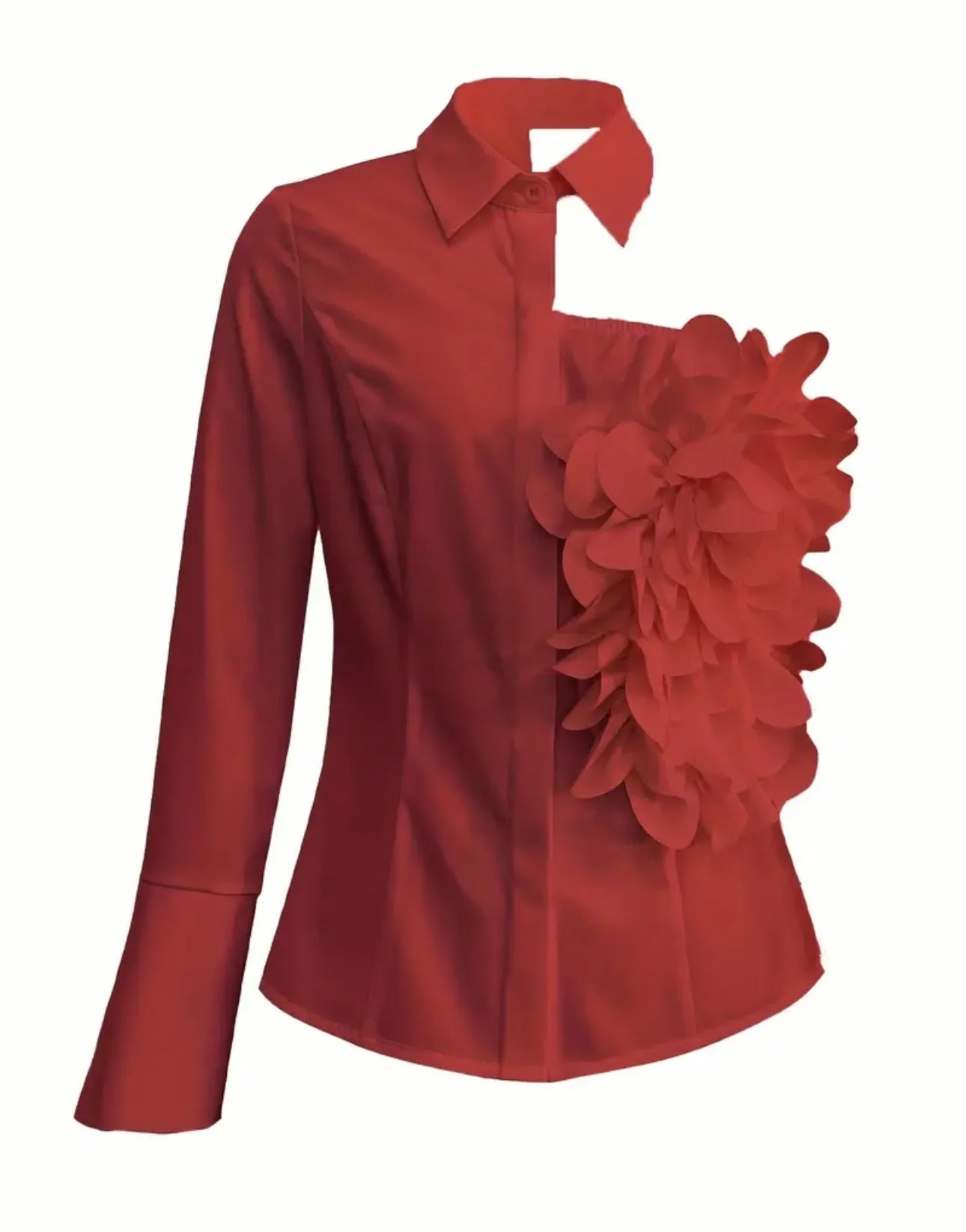 Harper Dale Sculpted Rose Asymmetric Blouse