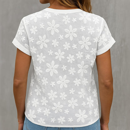 Floral Grace Button-Up Embroidered Shirt