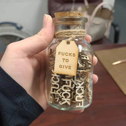 No More F*cks: Humorous 5oz 'F*cks to Give' Wooden Jar Gift