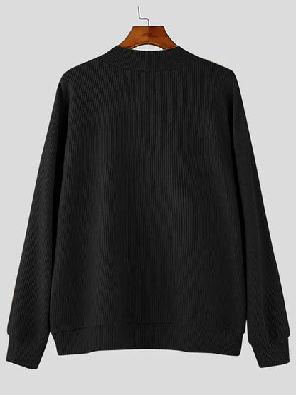 V-Neck Cardigan for Men - Diagonal Button Accent